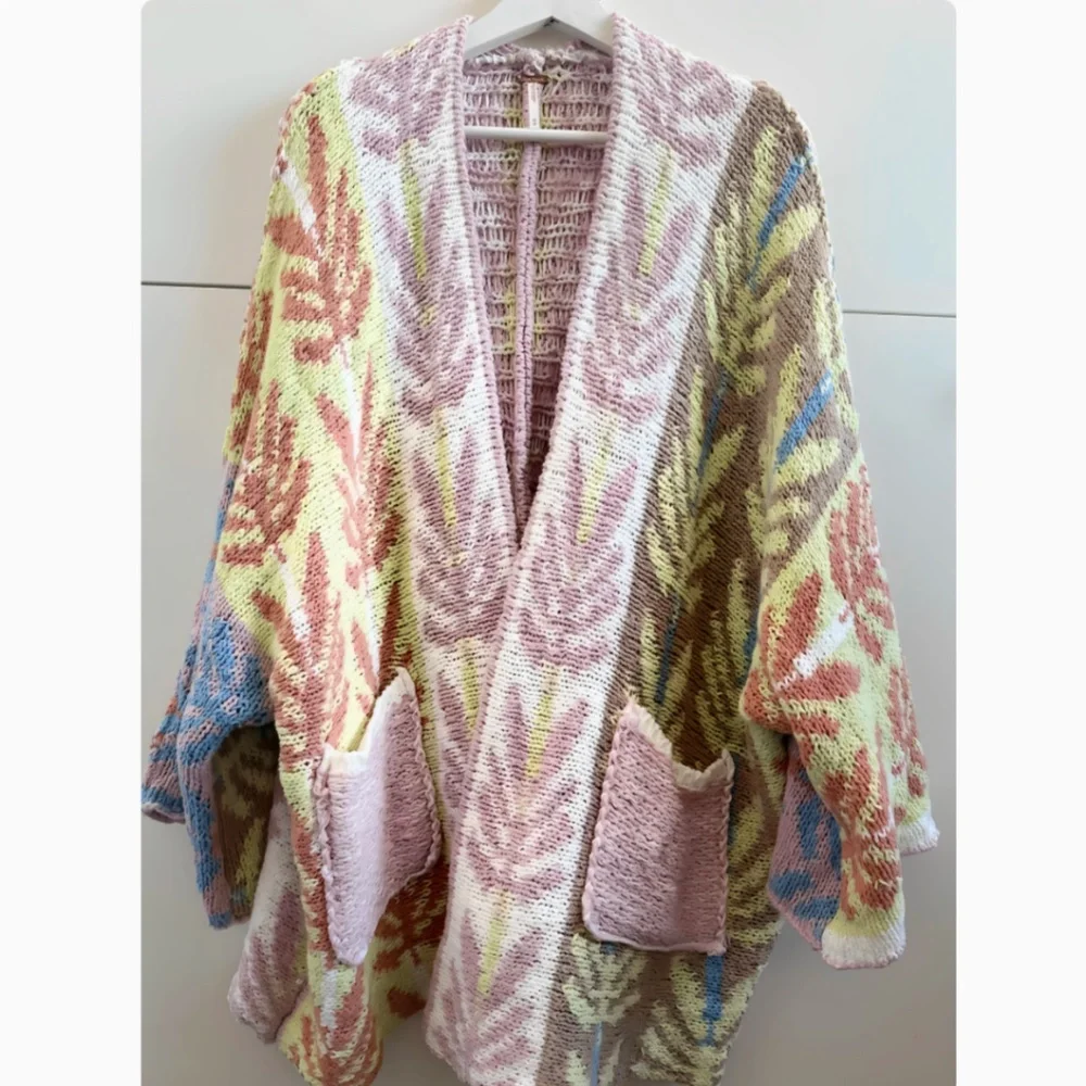 BEST Free People Mallorca Oversize Open Front Cardigan Knit Breeze Combo XS/S - Picture 6 of 7